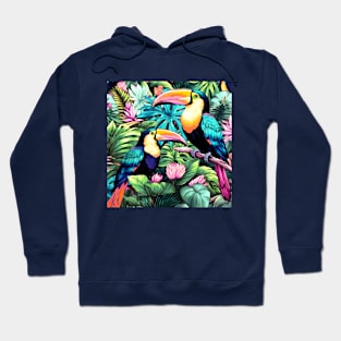 Tropical Toucans with Flowers Hoodie